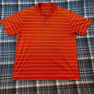 Nike Golf Dri-FIT Mens XL Red White Striped Short Sleeve Polo Shirt 358325-648